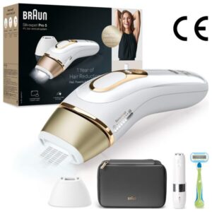 Epilator IPL Braun Silk-expert PRO 5 PL5146 Senzor automat & continuu Skin pro 2.0, 400.000 impulsuri, 10 niveluri de intensitate, 125 de impulsuri pe minut, Cap de precizie,...