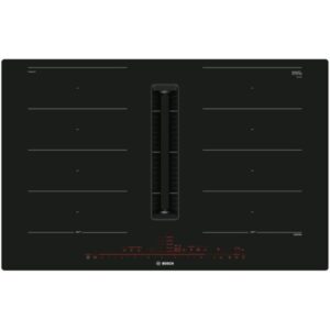 Plita incorporabila cu hota integrata Bosch Seria 8 PXX801D67E, Inductie, 4 zone de gatit, 2 Flex Zone, PerfectCook, PerfectFry, Home Connect, Putere de absorbire 500 mc/h,...