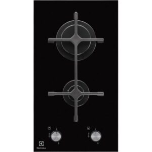 Plita incorporabila Domino Electrolux EGC3322NVK, Gaz, 2 arzatoare, 30 cm, Aprindere electrica integrata, Negru