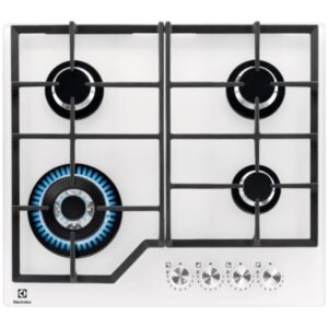 Plita incorporabila Electrolux KGG64362W, Gaz, 4 arzatoare, Arzator Wok. Aprindere electrica integrata, Dispozitiv siguranta, Gratare fonta, 60 cm, Alb