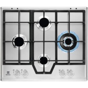 Plita incorporabila Electrolux KGS64562SX, Gaz, 4 arzatoare, Arzator Wok. Aprindere electrica integrata, Dispozitiv siguranta, Gratare fonta, 60 cm, Inox