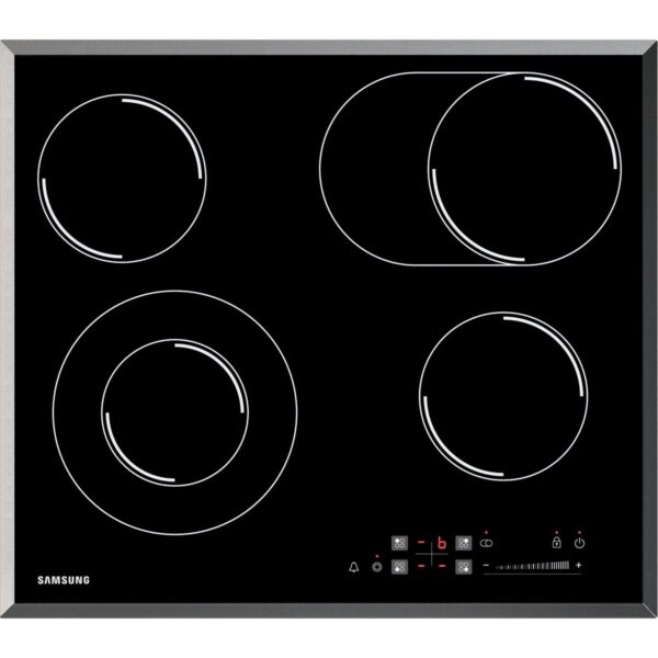 Plita incorporabila Samsung CTR164NC01, Vitroceramica, 4 Zone de gatit, Afisaj LED, Touch Control, 60 cm, Negru