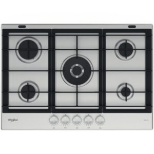 Plita incorporabila Whirlpool GMWL728IXL, Gaz, 4 zone gatit, Gratar fonta, 73 cm, Inox